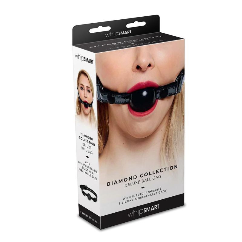Whip Smart Diamond Deluxe Ball Gag - Black